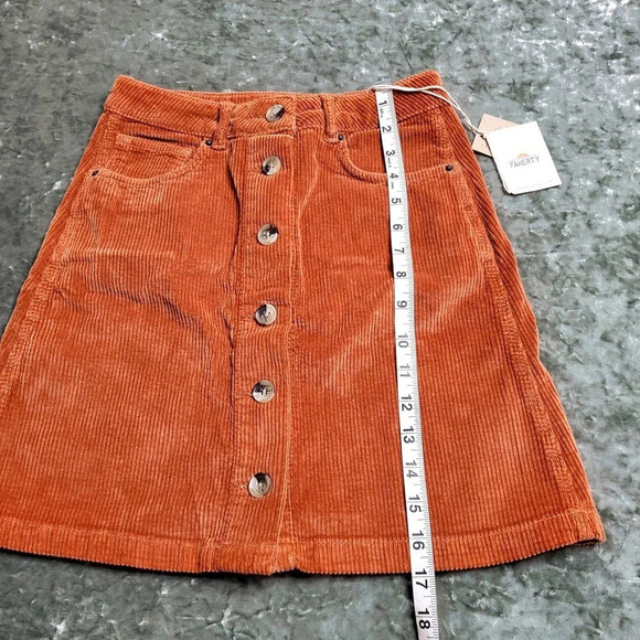 Faherty Ellington Corduroy Button Front Mini Skirt in Gingerbread - Picture 4 of 8